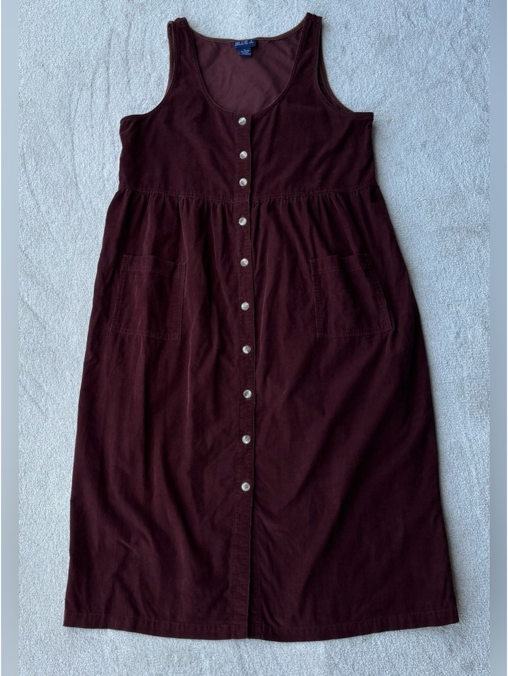 Vtg Blue J Brown Button-Front Midi Dress